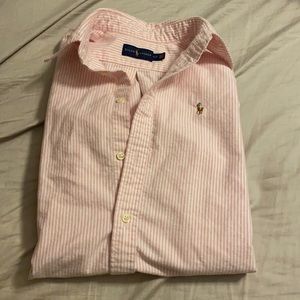 ralph lauren pink and white stripe button down